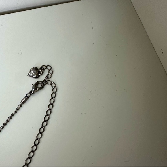 Art Deco Falling Pointed Silver-Tone w Metal & Rhinestone Flapper Necklace - Picture 6 of 9